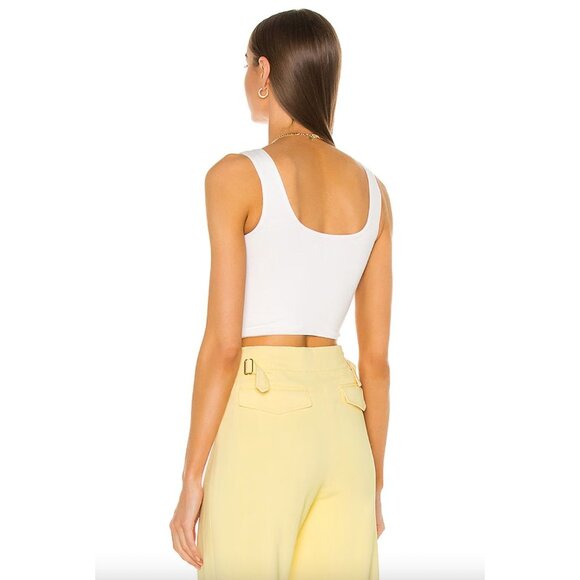 Re Ona White Signature Tank Crop L Stretchy Minimalist Contemporary Summer - Picture 8 of 11